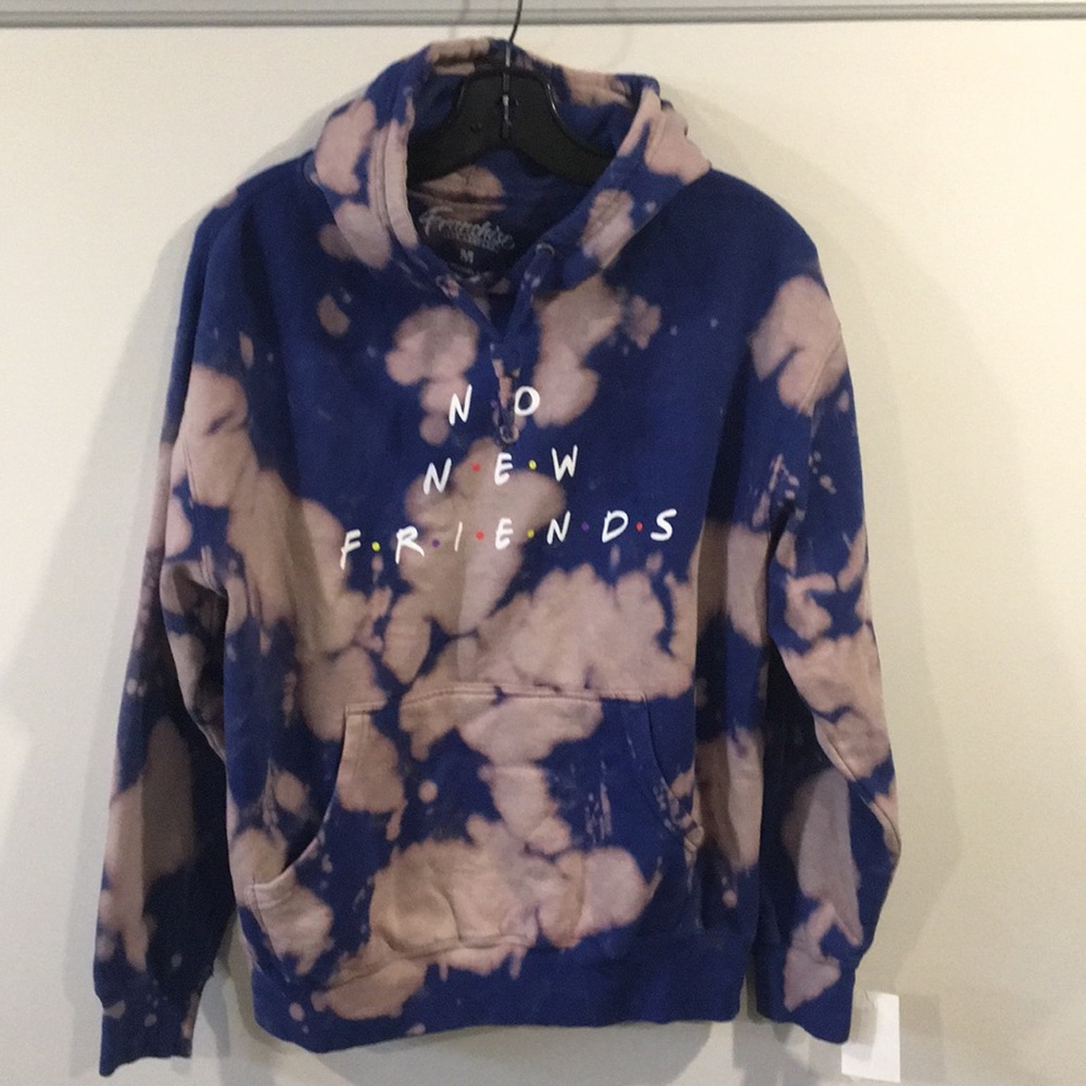 FRANCHISE “NO NEW FRIENDS” Tie Dye Hoodie Size M